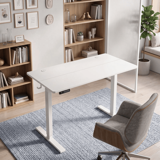 HOMCOM Secretária Elevatória Elétrica 120 x 60 cm, Mesa SentadoEm Pé com 3 Memórias, Ecrã LED, Passa-Cabos e Ganchos, Branco HOMCOM Secretária Elevatória Elétrica 120 x 60 cm, Mesa SentadoEm Pé com 3 Memórias, Ecrã LED, Passa-Cabos e Ganchos, Branco