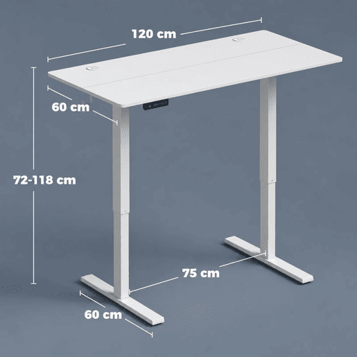 HOMCOM Secretária Elevatória Elétrica 120 x 60 cm, Mesa SentadoEm Pé com 3 Memórias, Ecrã LED, Passa-Cabos e Ganchos, Branco HOMCOM Secretária Elevatória Elétrica 120 x 60 cm, Mesa SentadoEm Pé com 3 Memórias, Ecrã LED, Passa-Cabos e Ganchos, Branco