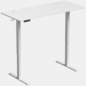 HOMCOM Secretária Elevatória Elétrica 140x60 cm, Mesa Regulável em Altura com 3 Memórias, Ecrã LED, 2 Passa-cabos e Ganchos, Branco