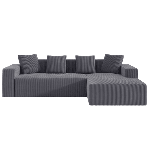 Sofá modular de 3 lugares - modelo Cloud em L, moderno, com assento profundo e estofado - Cinzento Sofá modular de 3 lugares - modelo Cloud em L, moderno, com assento profundo e estofado - Cinzento