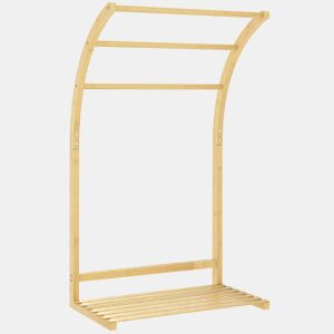 HOMCOM Toalheiro de Pé em Bambu com 3 Barras e Prateleira, para Casa de Banho e Lavandaria, 50x29x84 cm, Natural
