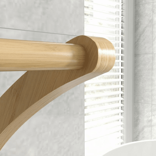 HOMCOM Toalheiro de Pé em Bambu com 3 Barras e Prateleira, para Casa de Banho e Lavandaria, 50x29x84 cm, Natural