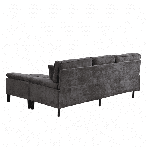 Sofá de canto modular de 3 lugares, 195 cm u2013 chenilla, com chaise longue e pufe móvel u2013 cinzento antigo Sofá de canto modular de 3 lugares, 195 cm u2013 chenilla, com chaise longue e pufe móvel u2013 cinzento antigo