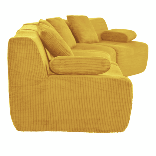 Sofá modular de 4 lugares u2013 veludo cotelê, módulos combináveis e capacidade de carga de 400 kg u2013 amarelo brilhante Sofá modular de 4 lugares u2013 veludo cotelê, módulos combináveis e capacidade de carga de 400 kg u2013 amarelo brilhante