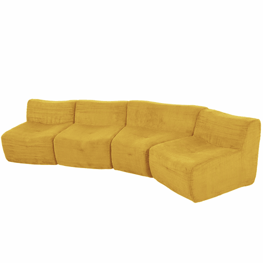 Sofá modular de 4 lugares u2013 veludo cotelê, módulos combináveis e capacidade de carga de 400 kg u2013 amarelo brilhante Sofá modular de 4 lugares u2013 veludo cotelê, módulos combináveis e capacidade de carga de 400 kg u2013 amarelo brilhante