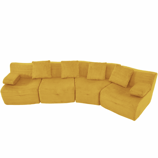 Sofá modular de 4 lugares u2013 veludo cotelê, módulos combináveis e capacidade de carga de 400 kg u2013 amarelo brilhante Sofá modular de 4 lugares u2013 veludo cotelê, módulos combináveis e capacidade de carga de 400 kg u2013 amarelo brilhante