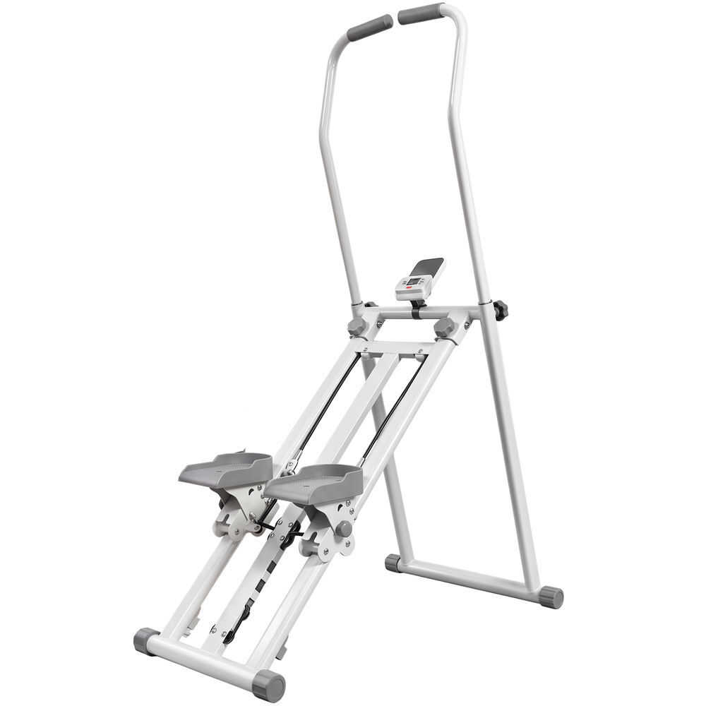 Sportnow stepper de escalera plegable con 3 niveles de resistencia, escaladora vertical con manillar ajustable, máquina de subir escaleras con monitor