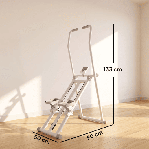 SPORTNOW Stepper de Escada Dobrável com 3 Níveis de Resistência, Escaladora Vertical com Guiador Ajustável, Monitor LCD e Suporte para Telemóvel, 150 kg SPORTNOW Stepper de Escada Dobrável com 3 Níveis de Resistência, Escaladora Vertical com Guiador Ajustável, Monitor LCD e Suporte para Telemóvel, 150 kg