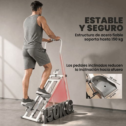 SPORTNOW Stepper de Escada Dobrável com 3 Níveis de Resistência, Escaladora Vertical com Guiador Ajustável, Monitor LCD e Suporte para Telemóvel, 150 kg SPORTNOW Stepper de Escada Dobrável com 3 Níveis de Resistência, Escaladora Vertical com Guiador Ajustável, Monitor LCD e Suporte para Telemóvel, 150 kg