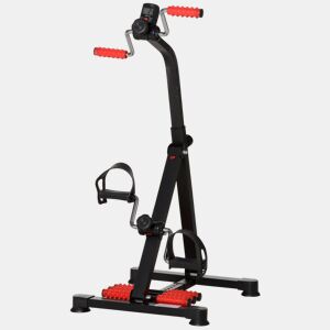 HOMCOM Pedais Estáticos para Idosos, Exercitador de Pernas e Braços, Altura Ajustável 75-97 cm, Largura Regulável 44-56 cm, com Ecrã LCD e Rolo de Massagem para Pés