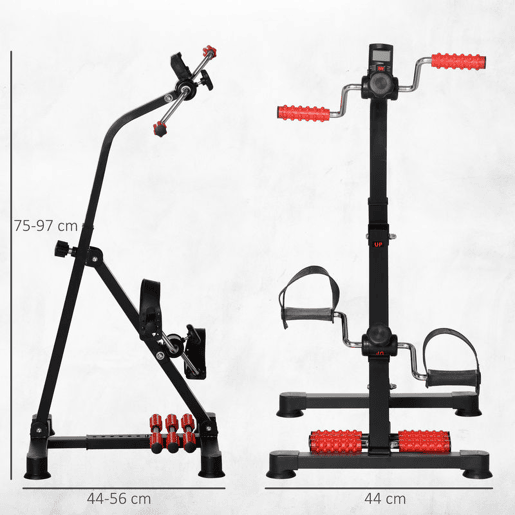 HOMCOM Pedais Estáticos para Idosos, Exercitador de Pernas e Braços, Altura Ajustável 75-97 cm, Largura Regulável 44-56 cm, com Ecrã LCD e Rolo de Massagem para Pés HOMCOM Pedais Estáticos para Idosos, Exercitador de Pernas e Braços, Altura Ajustável 75-97 cm, Largura Regulável 44-56 cm, com Ecrã LCD e Rolo de Massagem para Pés