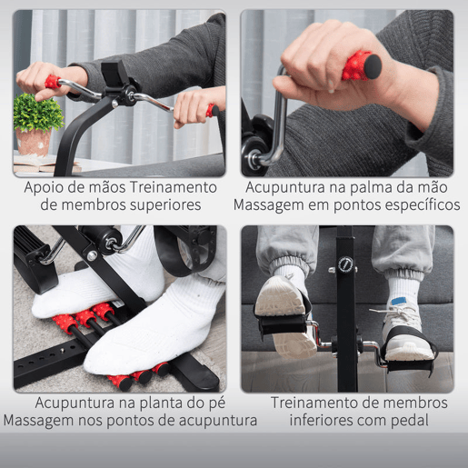 HOMCOM Pedais Estáticos para Idosos, Exercitador de Pernas e Braços, Altura Ajustável 75-97 cm, Largura Regulável 44-56 cm, com Ecrã LCD e Rolo de Massagem para Pés HOMCOM Pedais Estáticos para Idosos, Exercitador de Pernas e Braços, Altura Ajustável 75-97 cm, Largura Regulável 44-56 cm, com Ecrã LCD e Rolo de Massagem para Pés