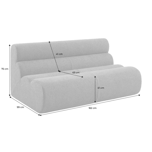 Sofá modular em bouclé embalado a vácuo, 2 lugares, Nova bouclé, Bege, 162x99x75 cm Sofá modular em bouclé embalado a vácuo, 2 lugares, Nova bouclé, Bege, 162x99x75 cm