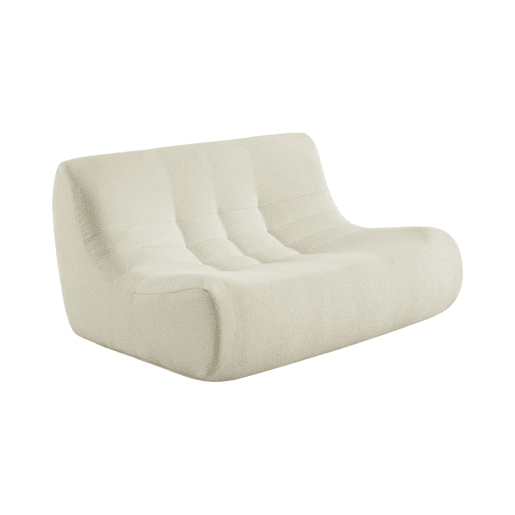 Sofá modular em tecido bouclé embalado a vácuo, 2 lugares, Sokol bouclé, Branco, 137x105x72 cm