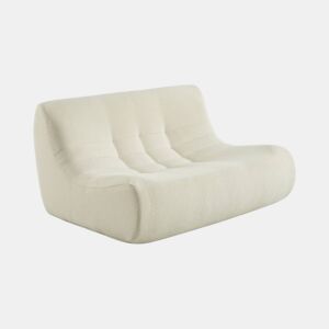 Sofá modular em tecido bouclé embalado a vácuo, 2 lugares, Sokol bouclé, Branco, 137x105x72 cm