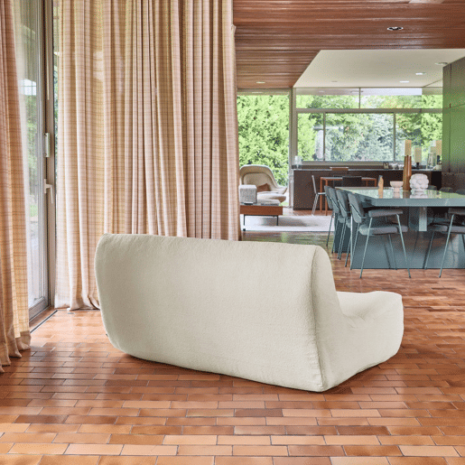 Sofá modular em tecido bouclé embalado a vácuo, 2 lugares, Sokol bouclé, Branco, 137x105x72 cm