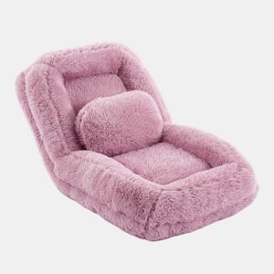 Sofá-cama tipo humano com 5 posições - ajustável, para jogos, meditação e relaxamento, tecido felpudo - Rosa