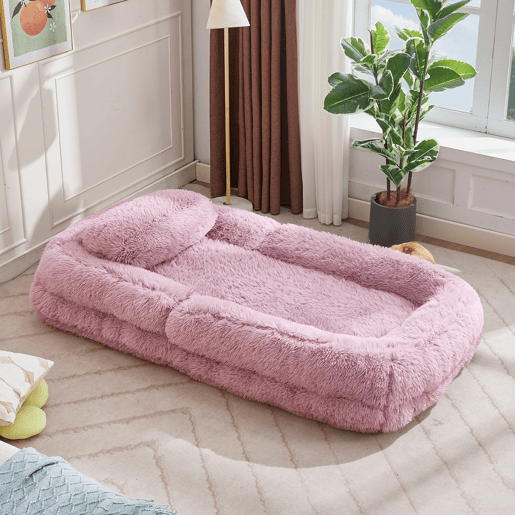 Sofá-cama tipo humano com 5 posições - ajustável, para jogos, meditação e relaxamento, tecido felpudo - Rosa Sofá-cama tipo humano com 5 posições - ajustável, para jogos, meditação e relaxamento, tecido felpudo - Rosa