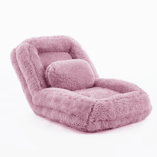 Sofá-cama tipo humano com 5 posições - ajustável, para jogos, meditação e relaxamento, tecido felpudo - Rosa Sofá-cama tipo humano com 5 posições - ajustável, para jogos, meditação e relaxamento, tecido felpudo - Rosa