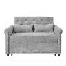 Sofá-cama 3 em 1 de 2 lugares - extensível em chenille, com encosto ajustável e 2 almofadas - cinzento
