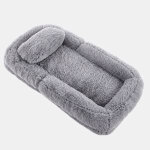 Sofá tipo cama humana - 5 posições ajustáveis, para jogos, meditação e relaxamento, tecido felpudo - Cinza claro