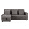 Sofá-cama de 3 lugares u2013 extensível, em chenille, com baú, prateleira e porta-copos u2013 cinzento