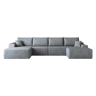 Sofá modular de canto de 340 cm - chaise longue em L, assento profundo, modular compacto - Cinzento