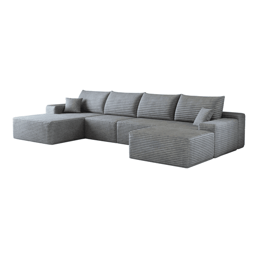 Sofá modular de canto de 340 cm - chaise longue em L, assento profundo, modular compacto - Cinzento Sofá modular de canto de 340 cm - chaise longue em L, assento profundo, modular compacto - Cinzento