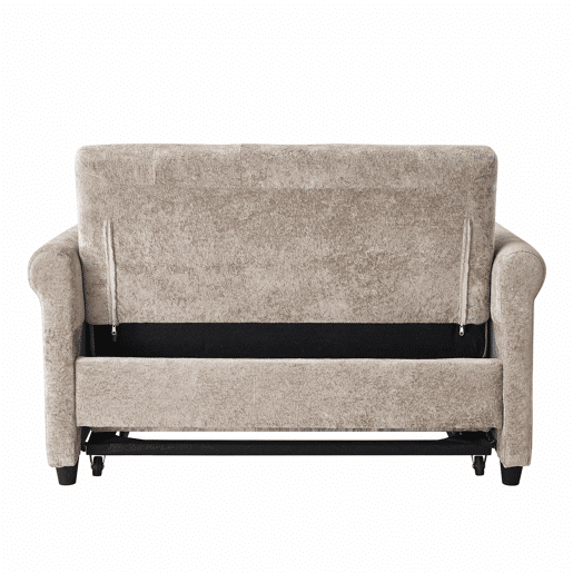 Sofá-cama 3 em 1 de 2 lugares u2013 extensível em chenille, com encosto ajustável e 2 almofadas u2013 cinzento-castanho Sofá-cama 3 em 1 de 2 lugares u2013 extensível em chenille, com encosto ajustável e 2 almofadas u2013 cinzento-castanho