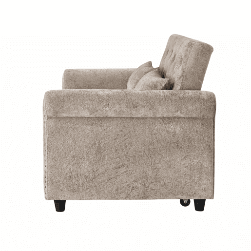 Sofá-cama 3 em 1 de 2 lugares u2013 extensível em chenille, com encosto ajustável e 2 almofadas u2013 cinzento-castanho Sofá-cama 3 em 1 de 2 lugares u2013 extensível em chenille, com encosto ajustável e 2 almofadas u2013 cinzento-castanho