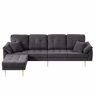 Sofá modular de 4 lugares, 250 cm u2013 veludo cotelê com pufe flexível e pés metálicos u2013 cinzento escuro