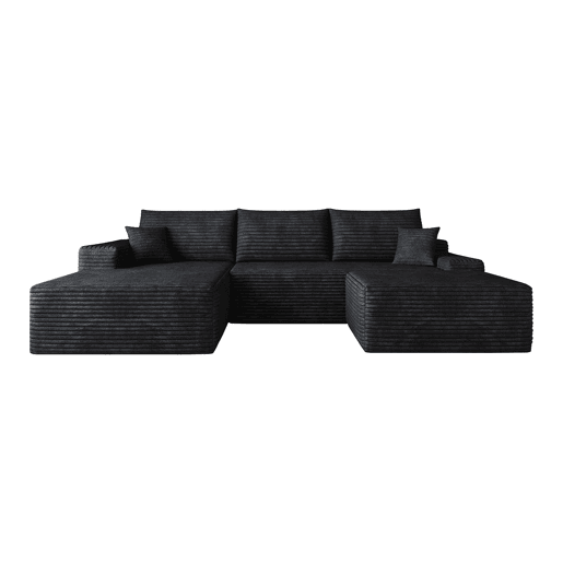 Sofá modular de canto de 270 cm, 3 lugares u2013 chaise longue em L, assento profundo u2013 preto