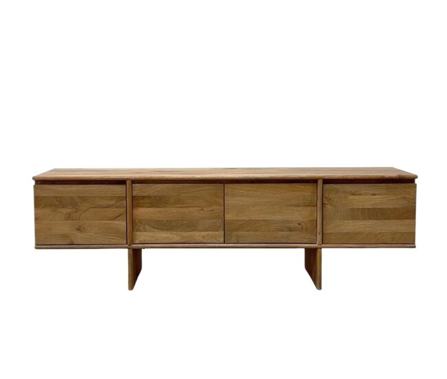 Mueble de televisión de 4 puertas de madera de mango natural
