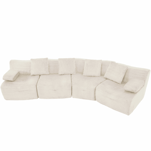 Sofá modular de 4 lugares u2013 módulos combináveis em veludo cotelê, de alta resiliência e com capacidade para 400 kg u2013 bege claro Sofá modular de 4 lugares u2013 módulos combináveis em veludo cotelê, de alta resiliência e com capacidade para 400 kg u2013 bege claro
