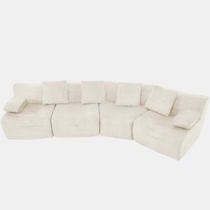 Sofá modular de 4 lugares u2013 módulos combináveis em veludo cotelê, de alta resiliência e com capacidade para 400 kg u2013 bege claro