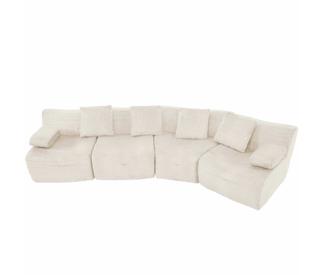 Sofá modular de 4 plazas – módulos combinables de pana, alta resiliencia y carga de 400 kg – beige claro