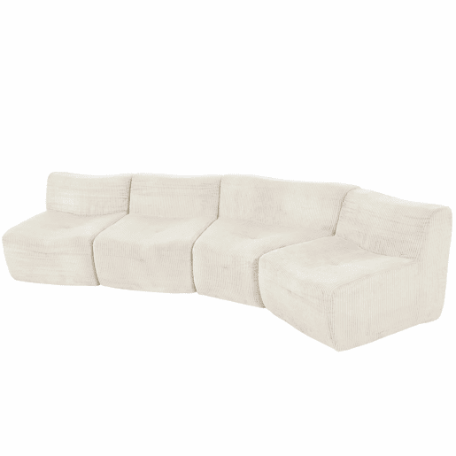 Sofá modular de 4 lugares u2013 módulos combináveis em veludo cotelê, de alta resiliência e com capacidade para 400 kg u2013 bege claro Sofá modular de 4 lugares u2013 módulos combináveis em veludo cotelê, de alta resiliência e com capacidade para 400 kg u2013 bege claro