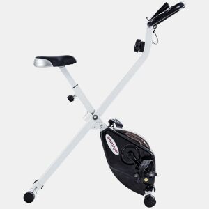 SPORTNOW Bicicleta Estática Dobrável Silenciosa com 8 Níveis de Resistência Magnética, Monitor LCD, Assento Ajustável, Roda de Inércia, Sensor de Pulsação, Suporte para Telemóvel e Rodas, Branca