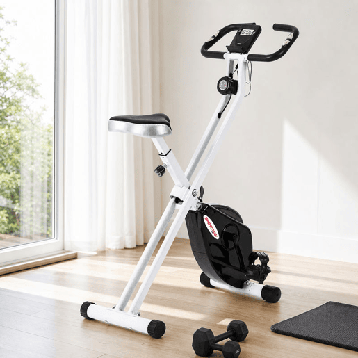SPORTNOW Bicicleta Estática Dobrável Silenciosa com 8 Níveis de Resistência Magnética, Monitor LCD, Assento Ajustável, Roda de Inércia, Sensor de Pulsação, Suporte para Telemóvel e Rodas, Branca SPORTNOW Bicicleta Estática Dobrável Silenciosa com 8 Níveis de Resistência Magnética, Monitor LCD, Assento Ajustável, Roda de Inércia, Sensor de Pulsação, Suporte para Telemóvel e Rodas, Branca