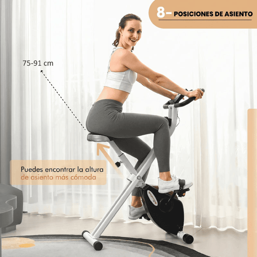 SPORTNOW Bicicleta Estática Dobrável Silenciosa com 8 Níveis de Resistência Magnética, Monitor LCD, Assento Ajustável, Roda de Inércia, Sensor de Pulsação, Suporte para Telemóvel e Rodas, Branca SPORTNOW Bicicleta Estática Dobrável Silenciosa com 8 Níveis de Resistência Magnética, Monitor LCD, Assento Ajustável, Roda de Inércia, Sensor de Pulsação, Suporte para Telemóvel e Rodas, Branca
