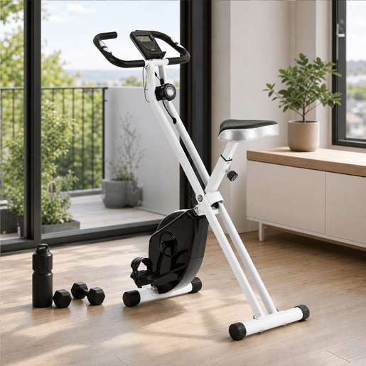 SPORTNOW Bicicleta Estática Dobrável Silenciosa com 8 Níveis de Resistência Magnética, Monitor LCD, Assento Ajustável, Roda de Inércia, Sensor de Pulsação, Suporte para Telemóvel e Rodas, Branca SPORTNOW Bicicleta Estática Dobrável Silenciosa com 8 Níveis de Resistência Magnética, Monitor LCD, Assento Ajustável, Roda de Inércia, Sensor de Pulsação, Suporte para Telemóvel e Rodas, Branca