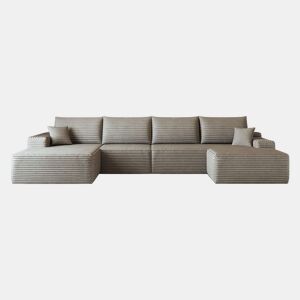Sofá modular de canto de 340 cm - 4 lugares, chaise longue em L, assento profundo - Camel