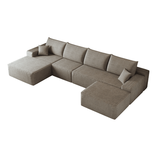 Sofá modular de canto de 340 cm - 4 lugares, chaise longue em L, assento profundo - Camel Sofá modular de canto de 340 cm - 4 lugares, chaise longue em L, assento profundo - Camel