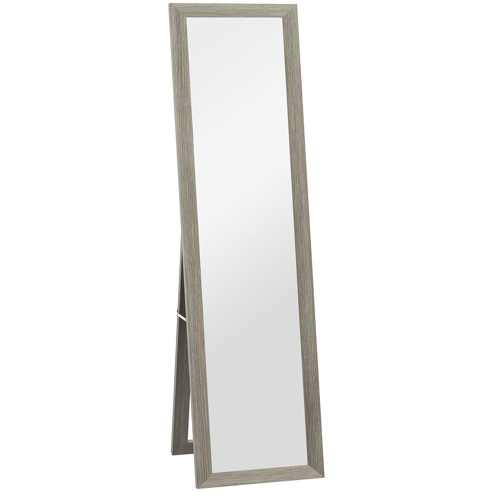 Homcom espejo de pie cuerpo entero 157x37 cm, espejo de cuerpo entero con soporte, 3 formas de uso, independiente, montaje pared y apoyado, para salón