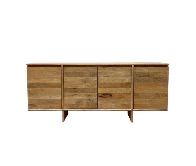 Aparador de 4 puertas de madera maciza de mango natural