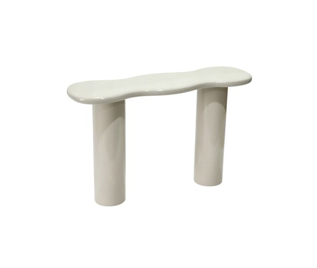 Consola de mdf lacada en color latte cremoso brillante