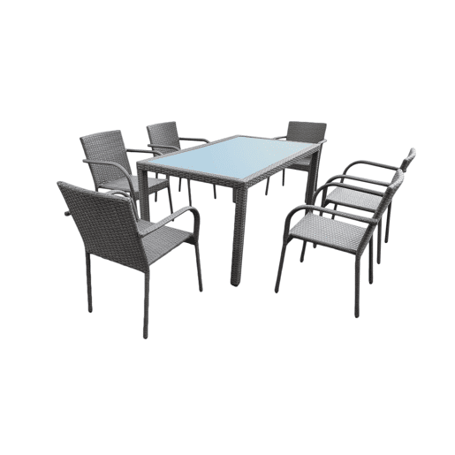 Conjunto de mesa e cadeiras de jardim de 6 lugares Rio Grey Conjunto de mesa e cadeiras de jardim de 6 lugares Rio Grey