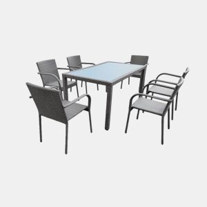 Conjunto de mesa e cadeiras de jardim de 6 lugares Rio Grey