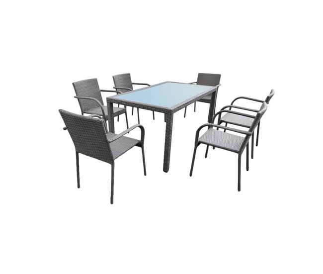 Conjunto de mesa y sillas de jardín 6 plazas rio grey