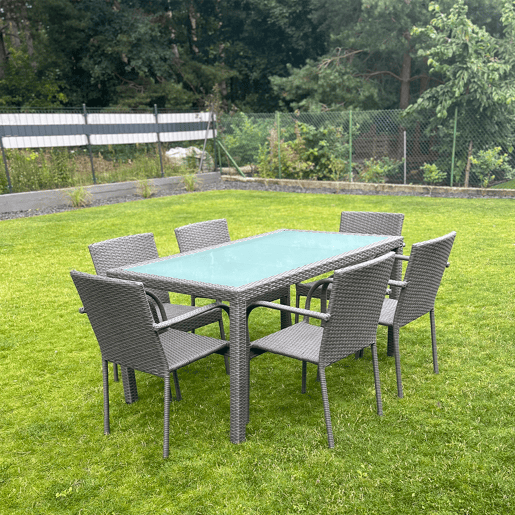 Conjunto de mesa e cadeiras de jardim de 6 lugares Rio Grey Conjunto de mesa e cadeiras de jardim de 6 lugares Rio Grey